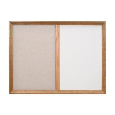United Visual Products Decor Wood Combo Board, 36"x24", Walnut/Black Porcelain & Cork UV702DEFAB-WALNUT-BLKPORC-CORK